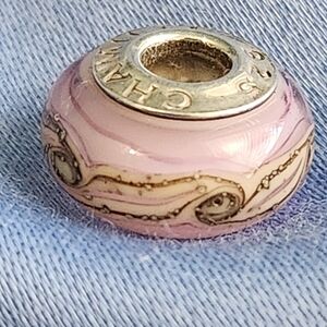 Chamila 925 Pink Swirl Murano Glass Charm Bead